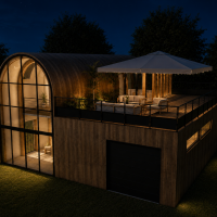 Maison bois Extérieur - Nuit